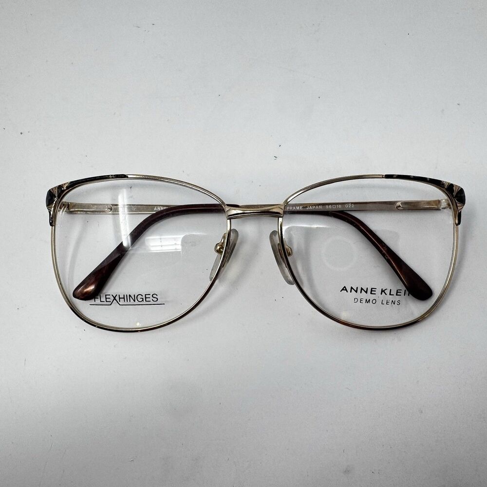 Vintage Anne Klein AK23 022 Gold Brown Eyeglass Frames 56-16-135 Made Japan - Picture 8 of 9